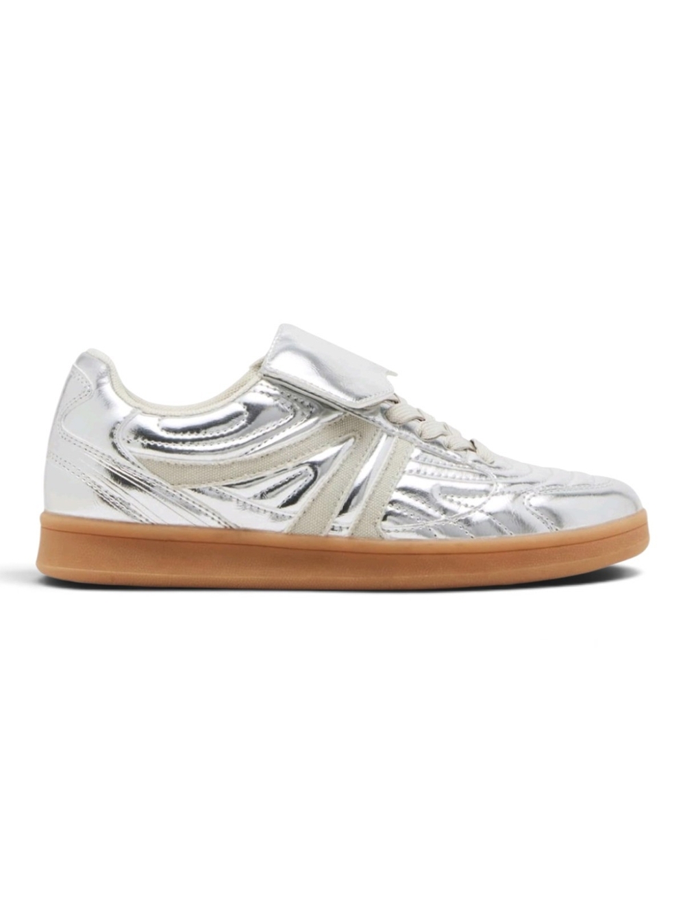 Steve Madden Madrid Silver Metallic Gum Sole Sneakers NWT Size 8